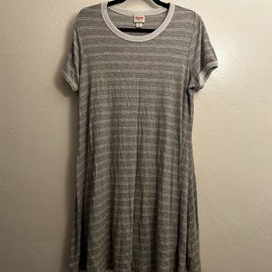 Grey/White Striped T-Shirt Dress